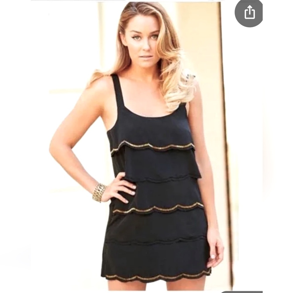 LC Lauren Conrad Black Mini Dress with Gold Accents